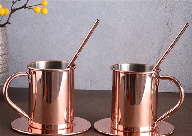 roll edge stainless steel mug